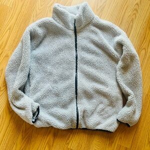 VS Pink Cozy Gray Sherpa Fleece Jacket sz S